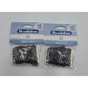 Beadalon 5.5mm Elongated Hematite Chain 2 Packs 8.2ft Total Jewelry Making